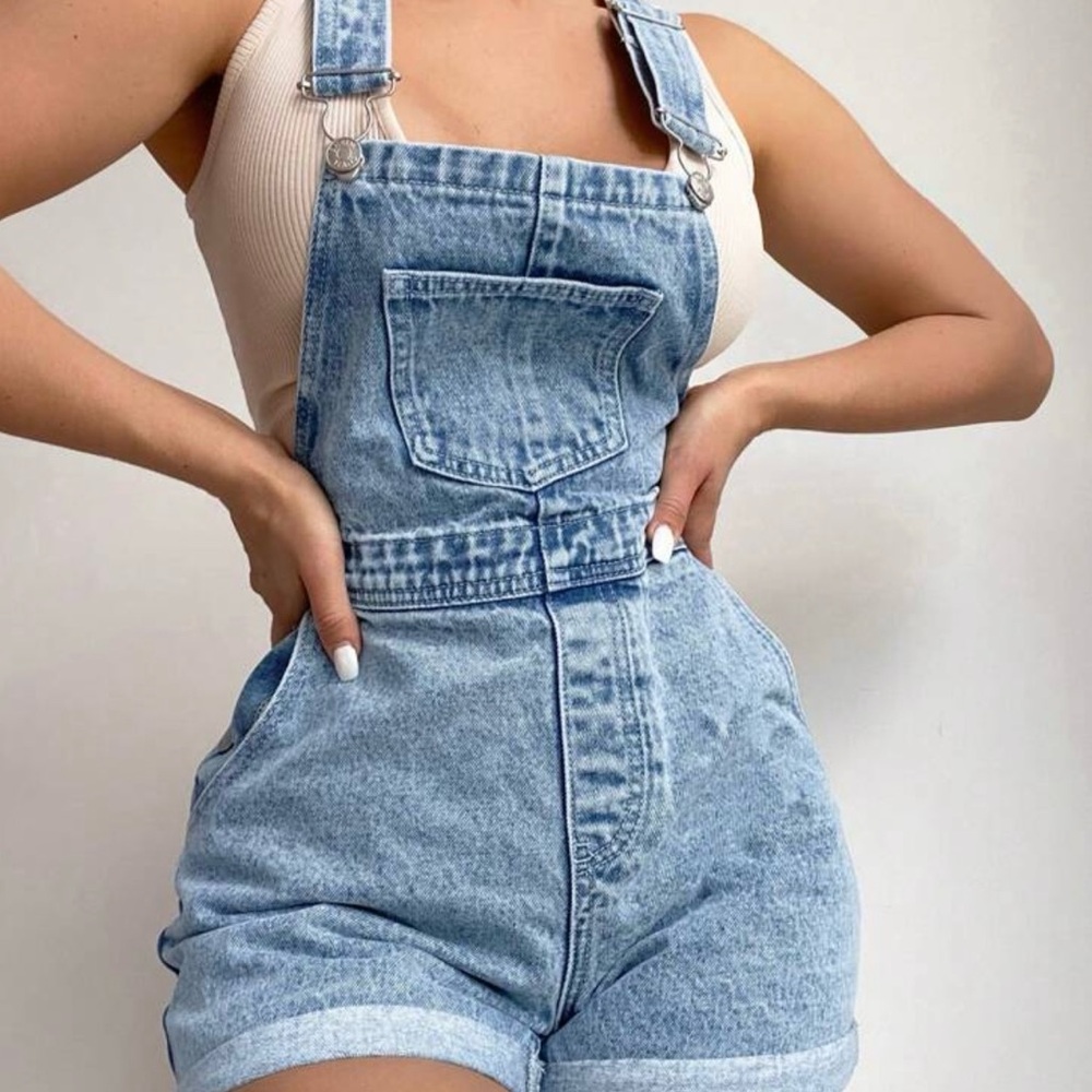 SHEIN Light Blue Women's Denim Overalls